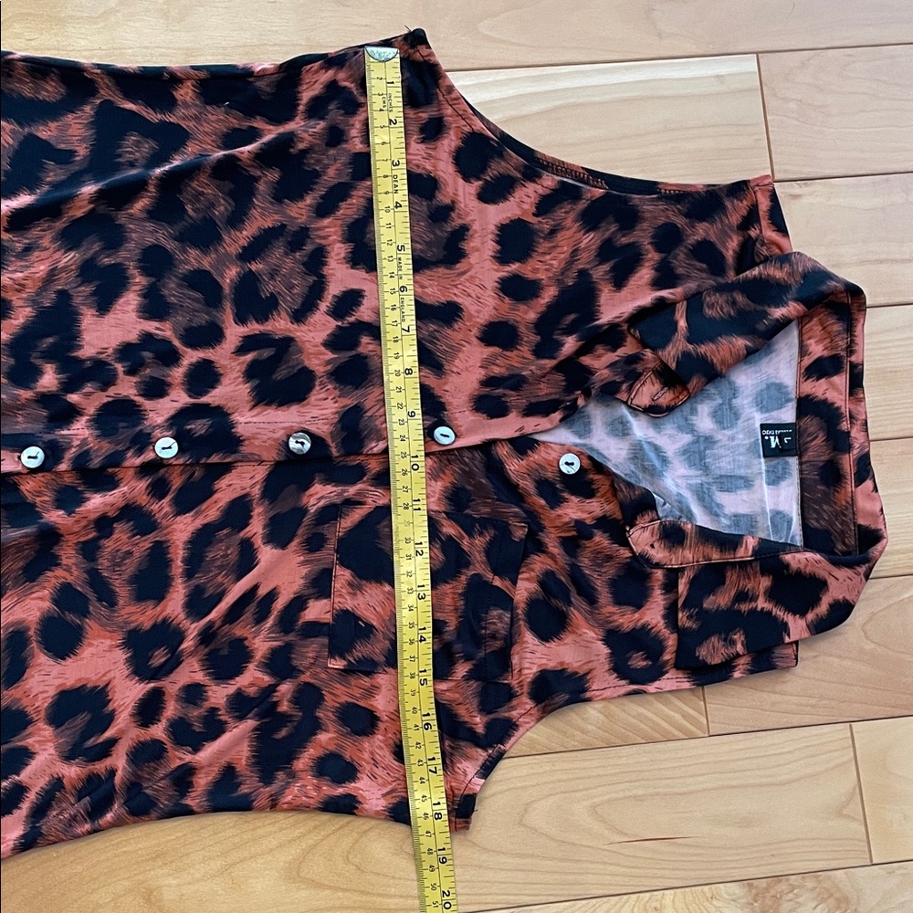 M-L.  Silky Leopard Print Sleeveless Mini Dress - Picture 5 of 6